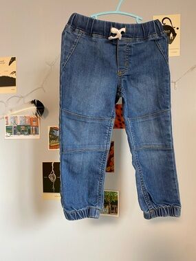 Carter's Simple Joys Dark Blue Denim Joggers with Yellow Dot Accents